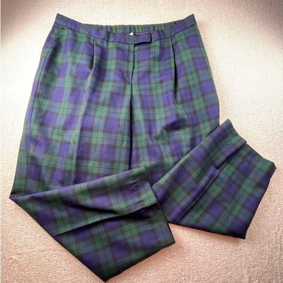 Pendleton Women’s 22W Green/Blue Black Watch 100% Virgin Wool Trousers Pants - Picture 1 of 7